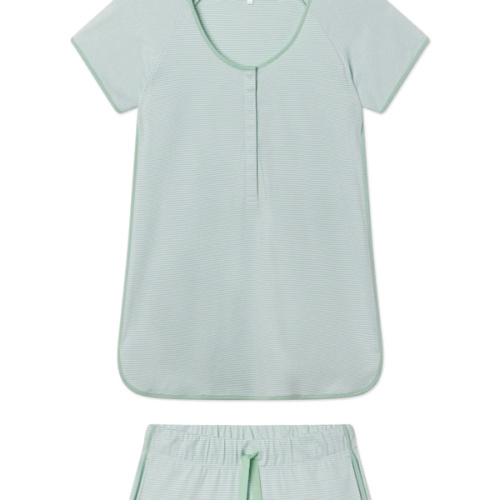 LAKE | Women | Pima Cotton Pajamas | Parisian Green Maternity Shorts Set (Size Large)