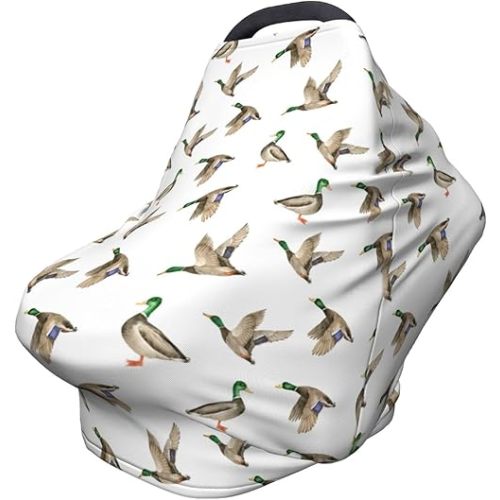 Mallard Duck Baby Stuff Car Seat Cover for Baby Carseat Covers for Girl Boy Stretchy Soft Breathable Breastfeeding Infant Car Seat Canopy Carrier Cover