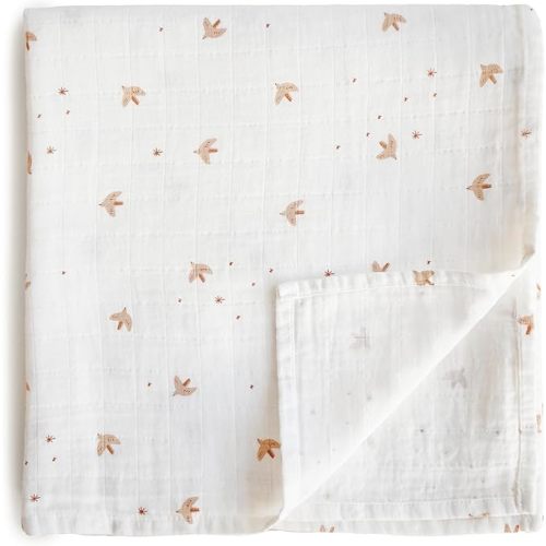 mushie Muslin Baby Swaddle Blanket | 100% Organic Cotton (Sparrow)
