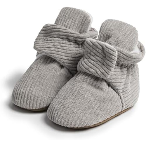 Meckior Infant Baby Boys Girls Cotton Booties Winter Fleece Warm Cozy Socks Soft Bottom Newborn Toddler First Walkers Crib Shoes with Grippers