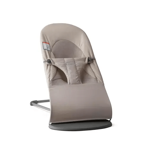 BabyBjörn Bouncer Balance Soft, Sand Gray, Woven/Jersey, Tri-Fabric | 2-in-1 Adjustable Baby Bouncer Seat and Toddler Chair, Newborn to Toddler (8-29 lbs), 4 Positions, Lightweight & Portable