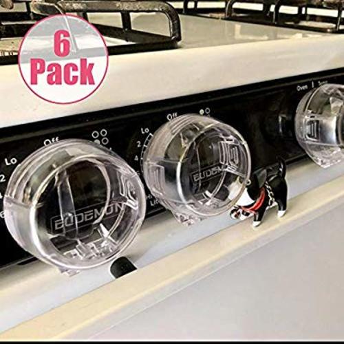 Eudemon Clear 6pack Safety Children Kitchen Stove Gas Knob Covers (6 Pack, Transparent)