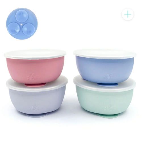Stainless Steel Bowl with Silicone Suction Sleeve + Lids