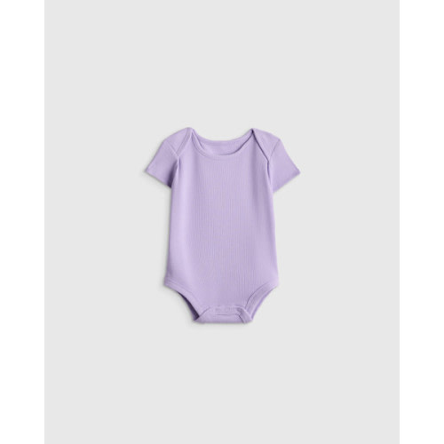 Softest Rib Short Sleeve Bodysuit in Lilac Stripe
