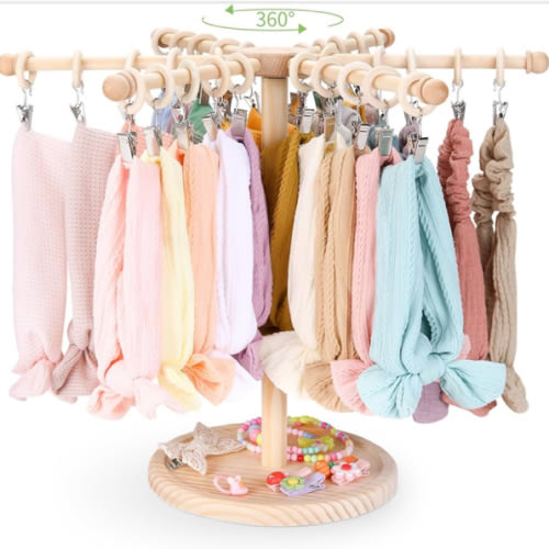POVETIRE Headband Holder Bow Organizer for Girls,360 Rotating Hair accessories Organizer Storage Baby Headband Display Stand Hair Bow Rack for Toddler Nursery Decor