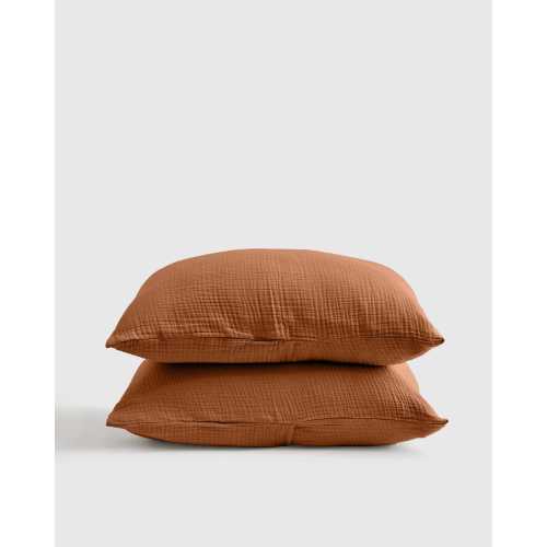 Organic Airy Gauze Sham Set | Quince in Terracotta