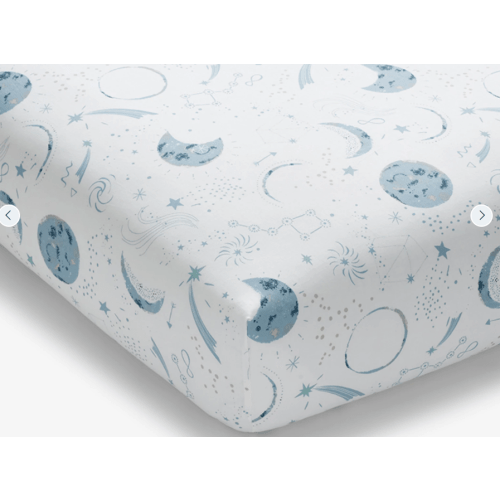 Night Sky Classic Cool Organic Cotton Percale Fitted Crib Sheet