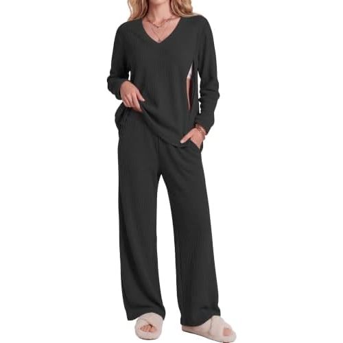 Locoowai 2 Piece Postpartum Nursing Waffle Knit Sets