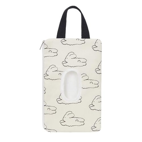 Quilted Baby Wipe Holder Quilted Wipe Pouch Portable Hanging Floral Wet Wipes Bag for Car, Stroller