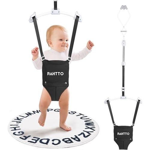 PAHTTO Baby Door Jumper with Soft Rug, Durable Toddler Bouncer with Adjustable Height-Funny Baby Walking Harness, Protable Baby Doorway Jumper for Indoor/Outdoor