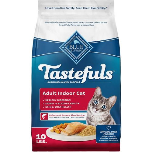 Blue Buffalo Tastefuls Indoor Natural Adult Dry Cat Food, Salmon & Brown Rice 10lb Bag