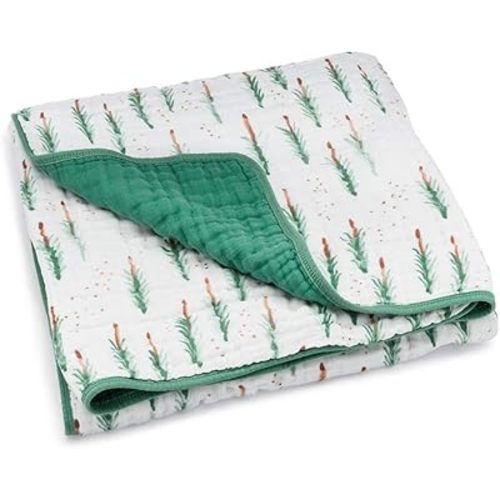 Parker Baby Muslin Blanket | 100% Soft Cotton Toddler Quilt & Baby Muslin Swaddle | Gender Neutral Design 47" x 47" Blanket