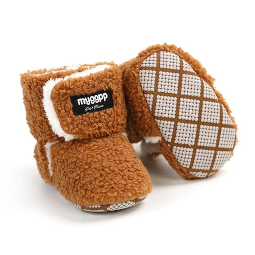 GDSDYM Baby Booties Cozy Fleece Slippers Soft Baby Shoes With Gripper Soles, Winter Infant Newborn Crib Sock Shoe Warm Footwear First Walkers