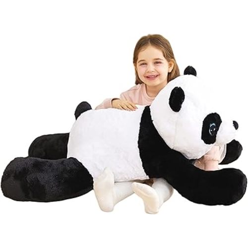 IKASA 30" Giant Panda Stuffed Animal,Zipper-Free Plush Toy, Full Stuffing