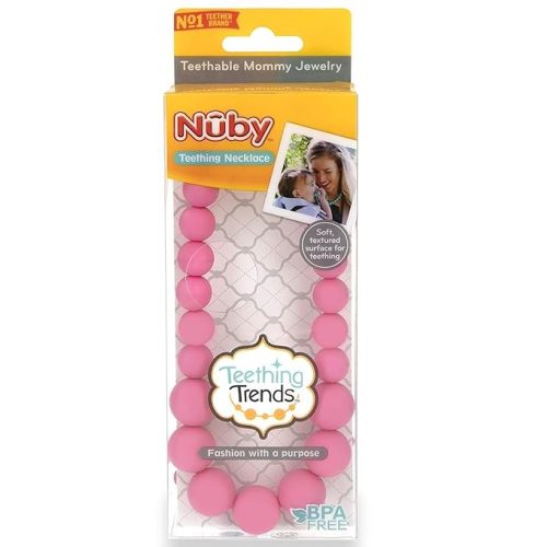 Nuby Teething Trends Soft Silicone Teething Necklace (Pink)