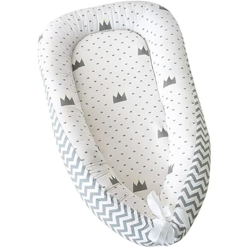 Newborn Baby Lounger with Adjustable Safety Bumper, Hypoallergenic Infant Support & Rest Pillow for Travel, Tummy Time & Co-Zone Comfort, Lightweight2.2 lbs