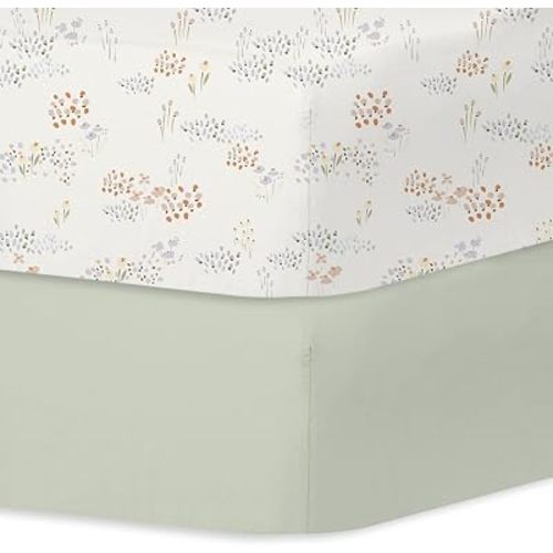 Little Grape Land Baby Crib Sheets for Girls, 2pk Crib Fitted Sheet for Standard Size Crib and Toddler Mattress, Super Soft Baby Sheet
