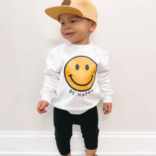 BE HAPPY - SMILEY FACE - Child Sweater – Little Mama Shirt Shop LLC