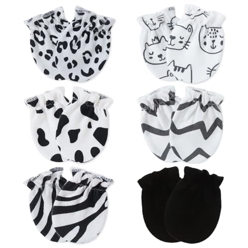 Flagsky Baby Mittens 0-6 Months No Scratch 100% Cotton Gloves for Newborn Boys Girls
