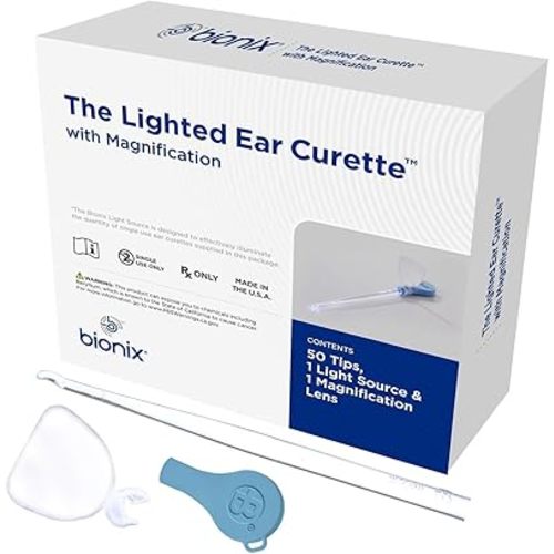 Bionix - Lighted WaveCurette, Ear Curette Tool, Plastic, Earwax Removal Tool, Helps Remove Wax Buildup, Convenient & Easy-to-Use, Ideal for Healthcare Providers, Single-Use (50 Count)