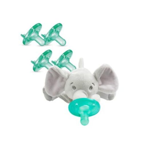 Soothie Snuggle, 0m+ Elephant + Soothie Green 4 Pack