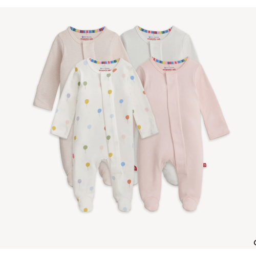 Magnetic 4-Pack Footie (12-18 months) (Festive Balloons / Countryside Stripe / Countryside Pink / Creme)
