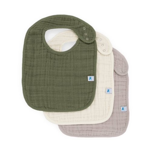 Cotton Muslin Classic Bib 3 Pack - Fern 2