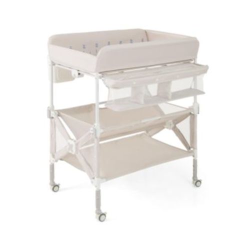 Portable Baby Changing Table with Wheels and Large Storage Rack Convenient and Mobile for Nursery Organization
