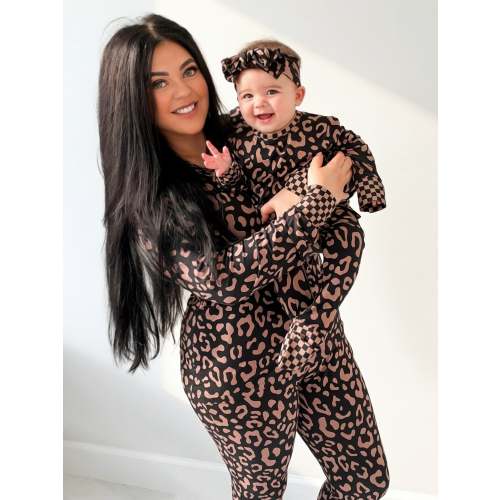 Women’s Bamboo Two Piece Set in Midnight Mocha Leopard
