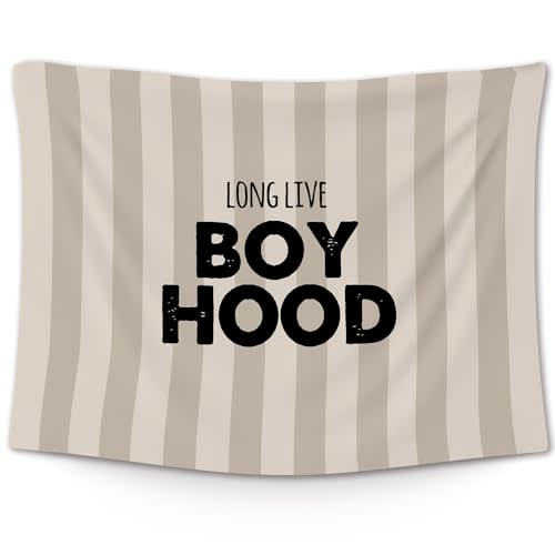 XLDLIOO Long Live Boyhood Classroom Tapestry, Boys Kids Wall Tapestry Hanging for Bedroom, Neutral Striped Tapestries Decor Art for Kids Boys Toddler Nursery Room Playroom 40x30in