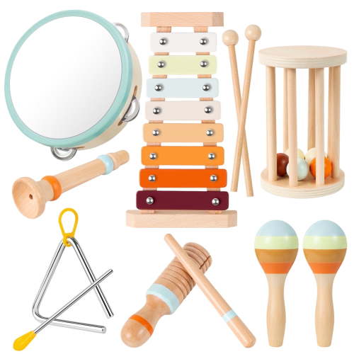Montessori Toys for 1 Year Old, Wooden Musical Toys for Toddlers 1-3, Neutral Colors Educational Toys for 2 Year Old, Preschool Education Early Music Toys for Toddlers 1-3 for Boys and Girls