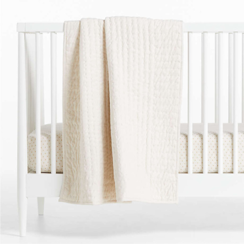 Comfy Tee Keepsake Stitched Natural 100% Organic Cotton Jersey Crib Quilt