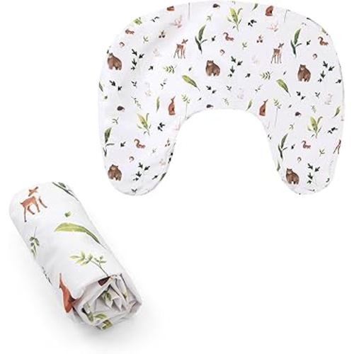 Boppy Nursing Pillow Cover - Soft, Hypoallergenic Washable Microfiber Bottle & Breastfeeding Pillow Covers (Redesigned Feeding Pillow Sold Separately) - Neutral Plants and Animals