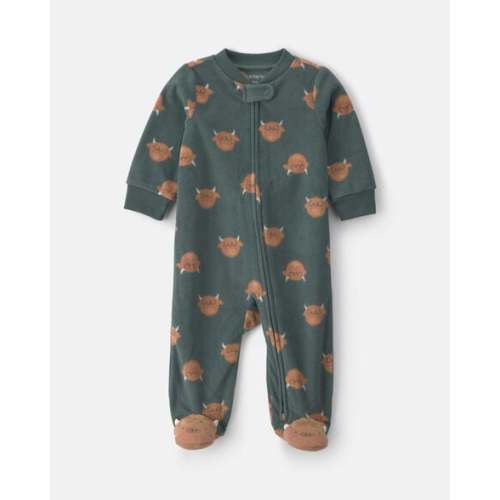 Baby Boy Farm Fleece 2-Way Zip Sleep & Play Pajamas - Green | Carter's