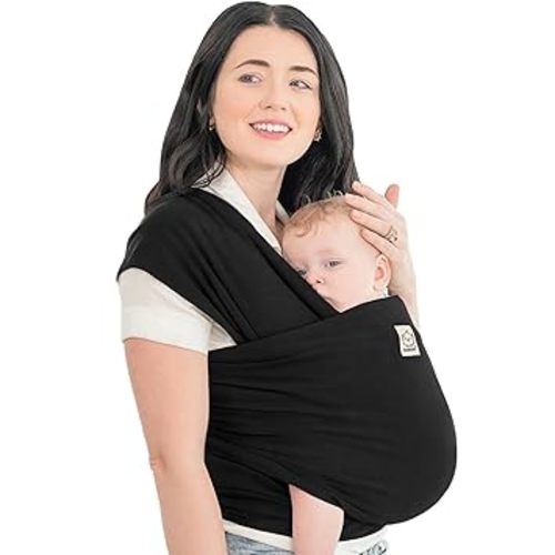 KeaBabies Baby Wrap Carrier - All in 1 Original Baby Carrier Newborn to Toddler Sling, Easy to Wear, Hands Free Bonding, Lightweight, Breathable Infant Wraps (Trendy Black)