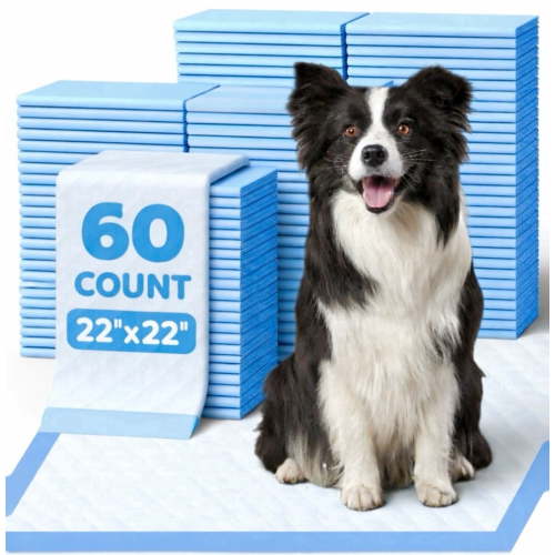 Powools Puppy Pads, Extra Large, 6-Layer Leak-Proof and Super Absorbent, 60 Count, 22” x 22”