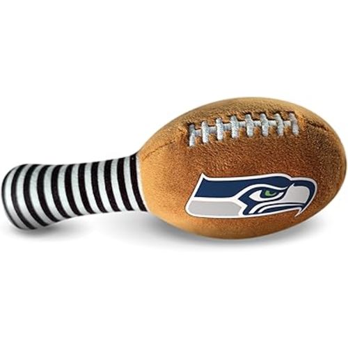 Seattle Seahawks Plush Football Rattle by Smilo - Officially Licensed NFL Baby Rattle Toy - Soft Baby Rattle with Bell - for Babies and Toddlers from 3 Months