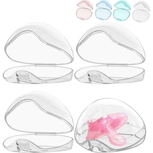 Smlpuame Pacifier Case,4 Pack BPA Free Pacifier Holder Case,Transparent Container Box for Baby Binky（Not Included),Essential Pacifier Accessories,Alway Keep Paci Clean,Easy to Clean(Transparent)