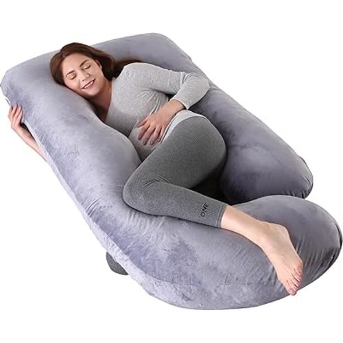 cauzyart Pregnancy Pillows for Sleeping U-Shape Full Body Pillow and Maternity Support - for Back, HIPS, Legs, Belly for Pregnant Women with Removable Jersey Cotton Cover(Gray)