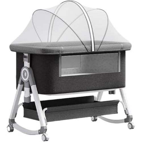 Baby Bassinet,3 in 1 Baby Bassinets Bedside Sleeper with Wheels and Mosquito Net,Bedside Bassinet for Baby with Comfy Mattress, Mattress&Breathable Mesh,Storage Basket