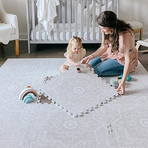 Little Landings Baby Play Mat for Floor - Layla (4x6ft) - Premium EVA Foam Play Mat for Babies & Toddlers (Ages 0-5+) - Non-Toxic Playmat for Tummy Time, Crawling & Playroom - Stylish & Comfortable