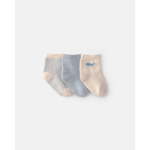 Baby Boy 3-Pack Whale Ankle Socks - Blue/Ivory | Carter's