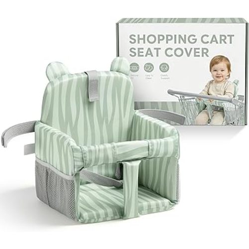 Padded Shopping Cart Cover for Baby, Sofa-Like Comfort Grocery cart Cover, Machine Washable High Chair Cushion, Sage Green,