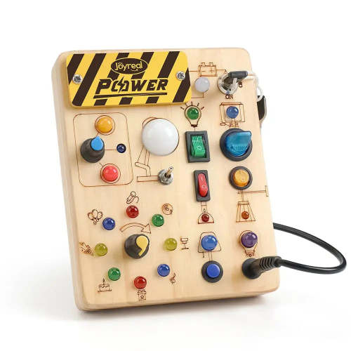 Montessori Busy Board with Lights | Wooden Sensory Toy 1-5 Years – Joyreal