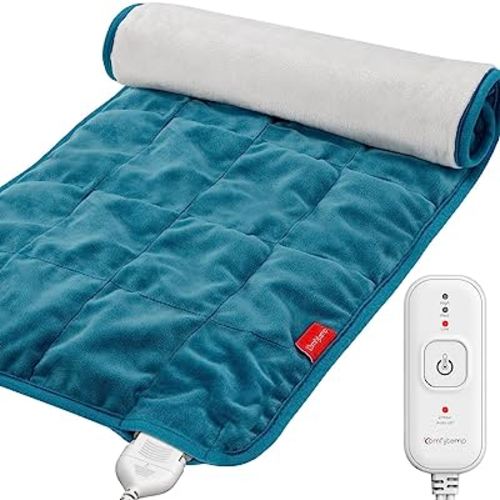 Comfytemp Weighted Heating Pad for Back & Cramps, 2.2lb Electric Neck Shoulder Heat Pad for Pain Relief, FSA HSA Eligible, Women Men Birthday Gifts, Moist Heat Therapy, 2H Auto-Off, 12x24, Washable