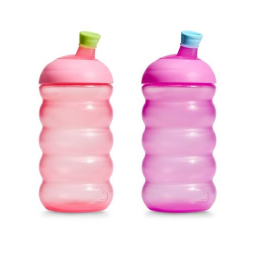 Munchkin 10oz Plastic Click Lock Bite Proof Sippy Cups with Soft Spout, 9m+ - Pink/Purple 2pk