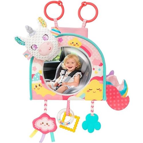 Koty Car Seat Toy - Kick and Play Activity Center with Mirror,Teether and Crinkle, Fun Travel Baby Toy for Rear Car Seat, Easier Drive with Newborns, Babies, Hanging Toys for Infants 0-6-12-18 Months