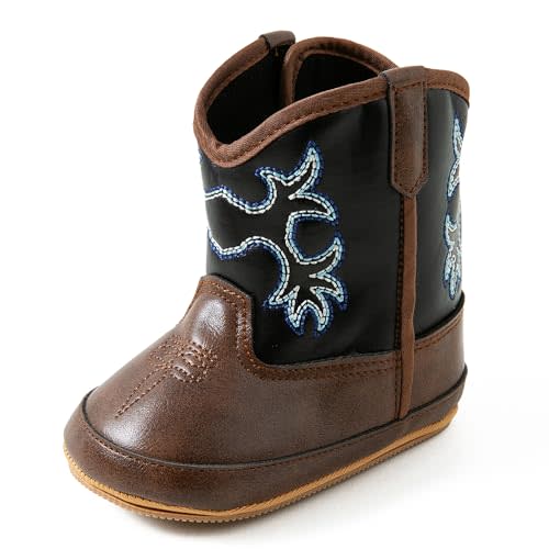 Jastore Infant Baby Boys Girls Booties Newborn Cowboy Boots Toddler Non-Slip Lace Up First Walking Shoes