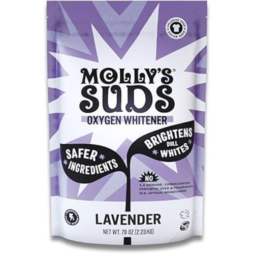 Molly's Suds Oxygen Whitener | Powerful Bleach Alternative, Chlorine Free & Color Safe | Brightens Whites and Removes Stains (Lavender Essential Oil - 79 oz)