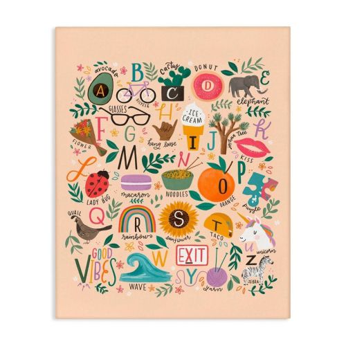 Stupell Industries 15"x10" Whimsical Kids' Alphabet Playful ABC Illustrations Everyday Items Wall Art Unframed